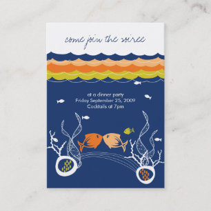 Kissing Fishes Corals Beach Whimsical Cute Wedding Business Card