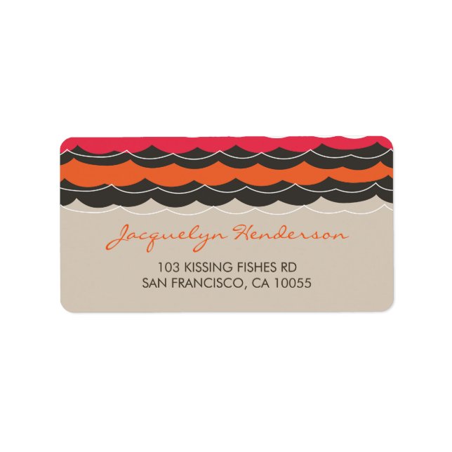 Kissing Fishes Corals Beach Whimsical Cute Wedding Label (Front)