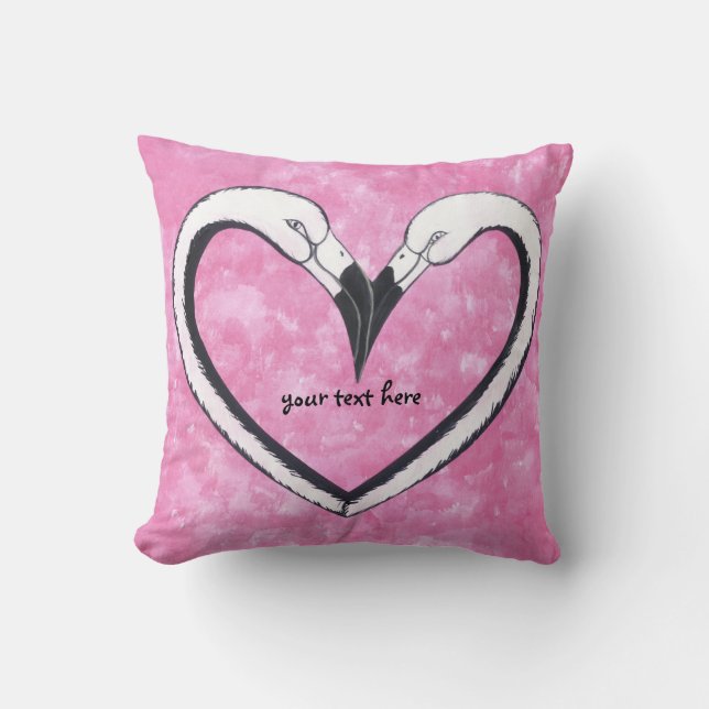 kissing flamingo heart pillow (Front)