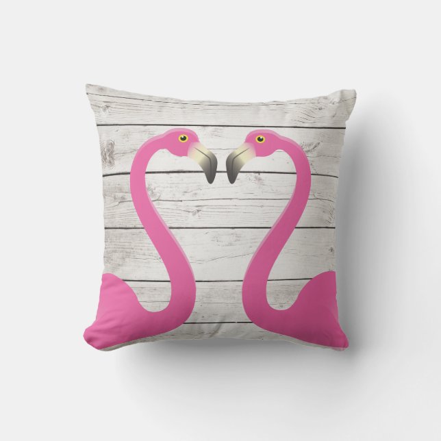 Kissing Flamingos Outdoor Pillow (Front)
