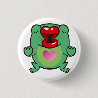 kissing frog 3 cm round badge