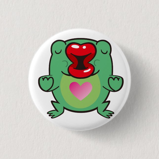 kissing frog 3 cm round badge (Front)