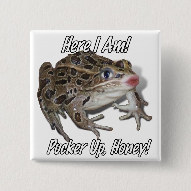 Kissing Frog - Pucker Up, Honey! 15 Cm Square Badge (Front)