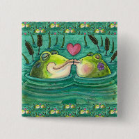 KISSING FROGS COLORFUL & CUTE POND ROMANCE, FUNNY