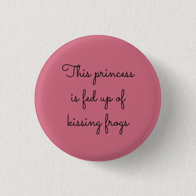 Kissing Frogs Fairy Tale Typography Black and Pink 3 Cm Round Badge (Front)