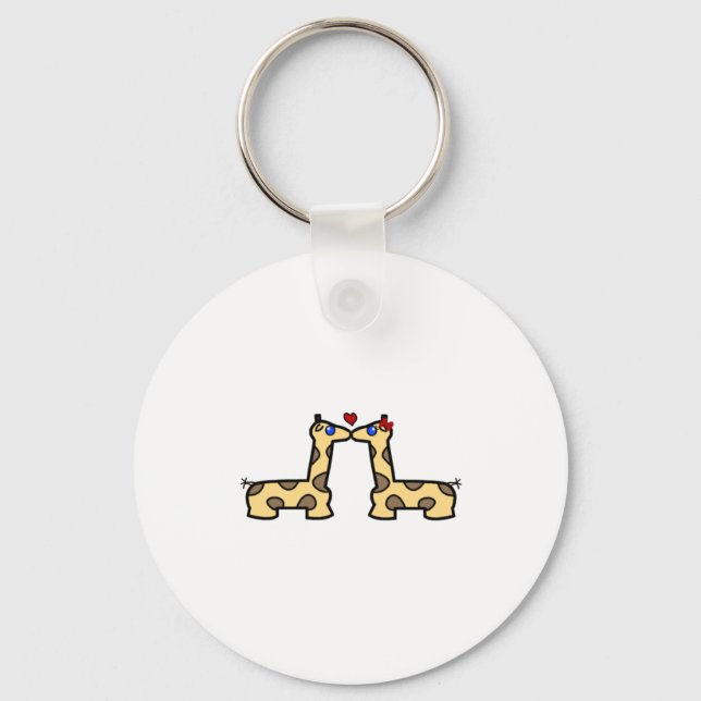Kissing Giraffes Key Ring (Front)