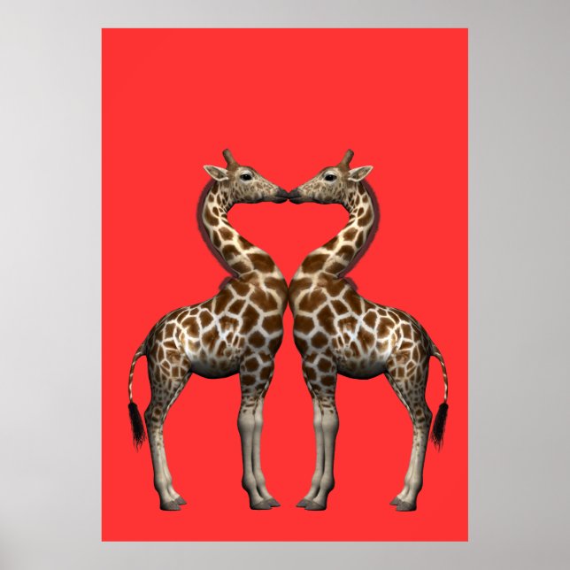 Kissing Giraffes Poster (Front)
