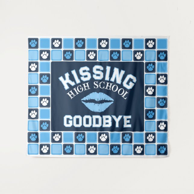 Kissing High School Goodbye Graduation Backdrop Tapestry (Front (Horizontal))