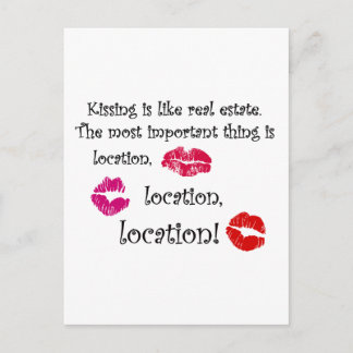 Kissing is like real estate quotation Love Quote Postcard