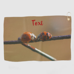 Kissing Ladybugs On A Wire Fence Personalised Golf Towel