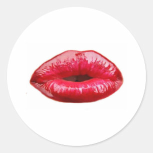 Kissing lips! classic round sticker