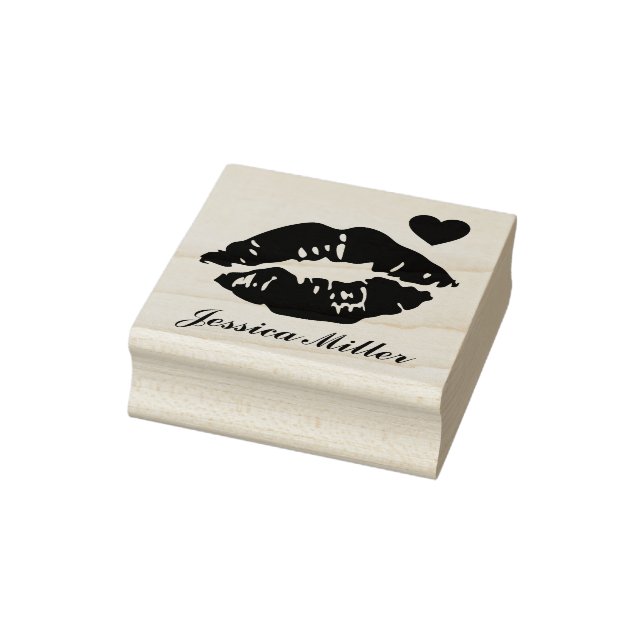 Kissing Lips Custom Name  Rubber Stamp (Stamp)