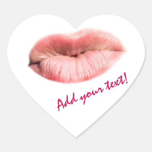 Kissing lips customisable heart sticker (Front)