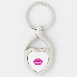 Kissing Lips Pink Key Ring