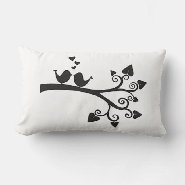 *KISSING LOVEBIRDS FOR THE LOVEBIRDS* LUMBAR CUSHION (Front)