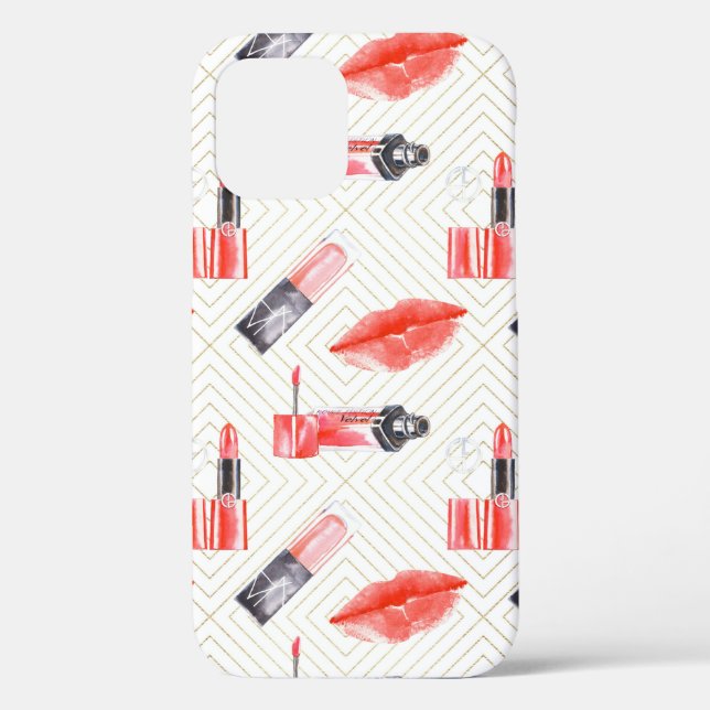Kissing Mouth With Lipstick Pattern Case-Mate iPhone Case (Back)