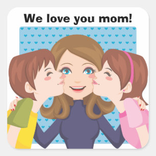 Kissing Mum Square Sticker