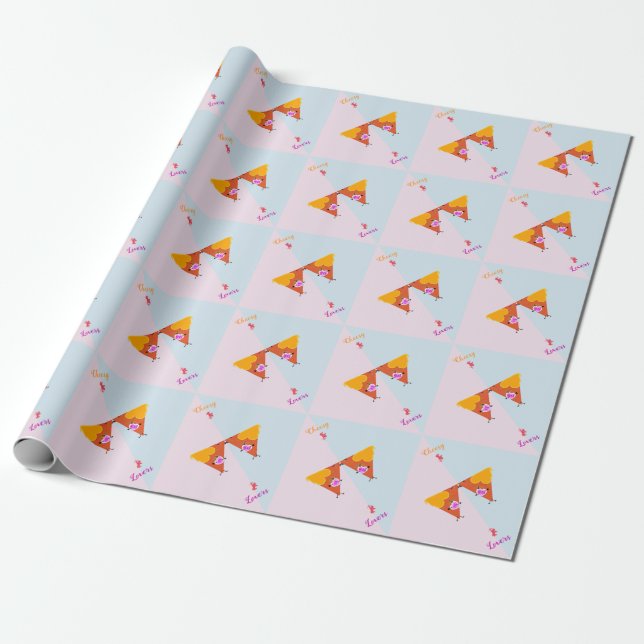 Kissing Nacho Valentines Wrapping Paper (Unrolled)