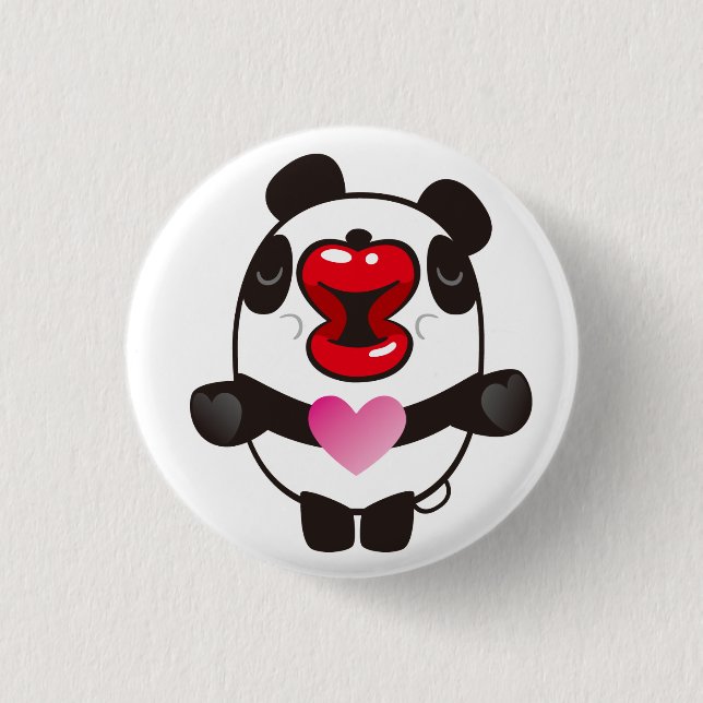 kissing panda 3 cm round badge (Front)