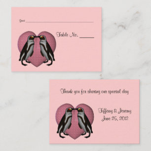 Kissing Penguins Wedding Table Place Cards