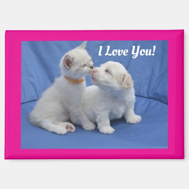 Kissing Pets Rectangular Magnet (Front)