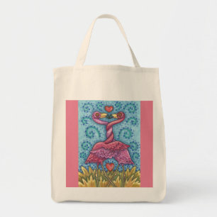 Kissing PINK FLAMINGO GROCERY TOTE BAG *Customise