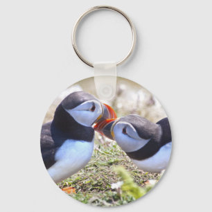 Kissing Puffins Keyring