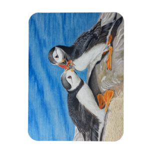 Kissing Puffins Magnet