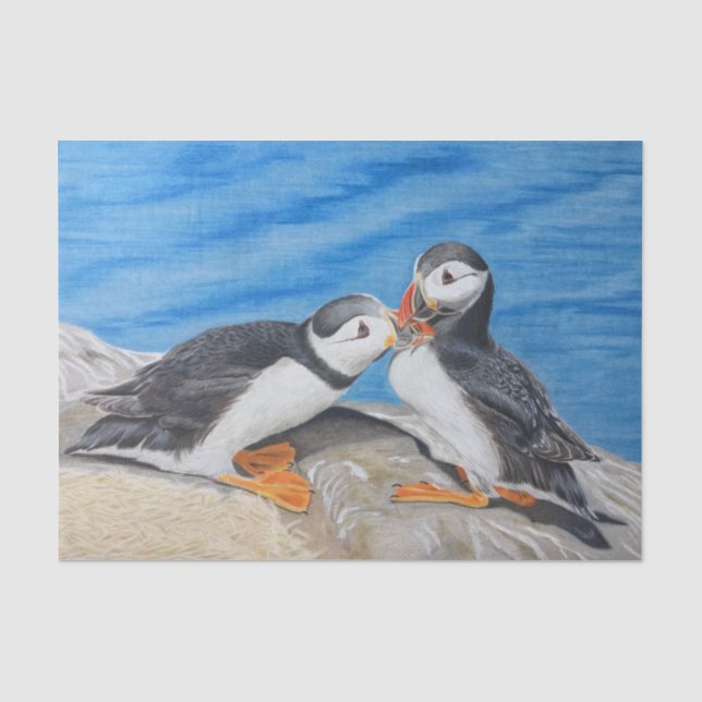 Kissing Puffins Tissue Paper (Front)