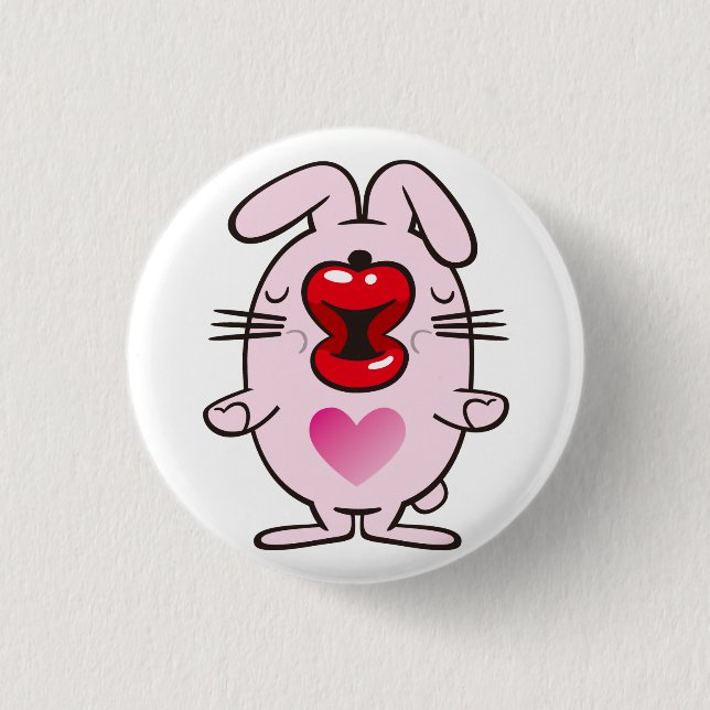 kissing rabbit 3 cm round badge (Front)