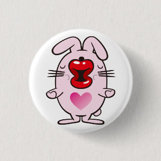 kissing rabbit 3 cm round badge