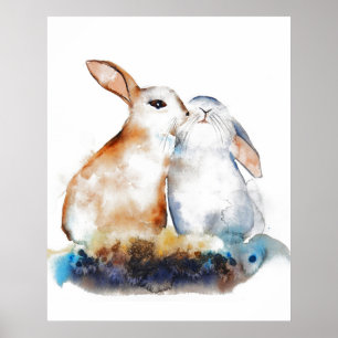 Kissing rabbits poster