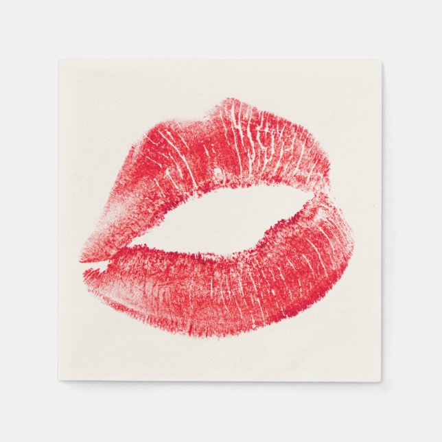 Kissing Red Lips Paper Napkin (Front)