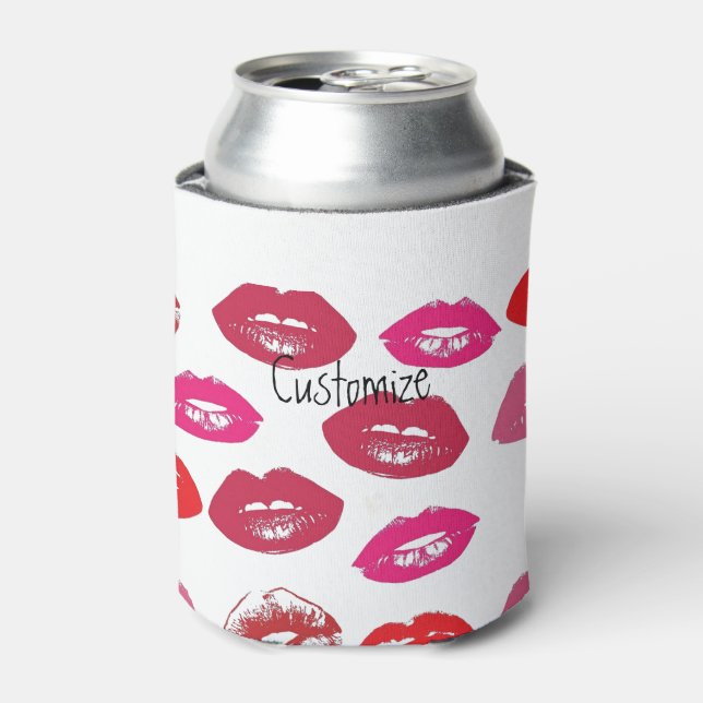 Kissing Red lips Thunder_Cove Can Cooler (Can Front)