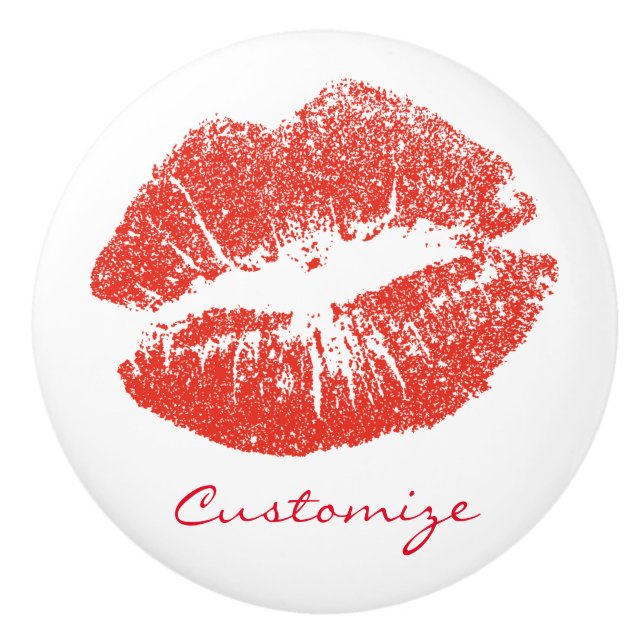 Kissing Red lips Thunder_Cove Ceramic Knob (Front)
