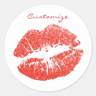 Kissing Red lips Thunder_Cove Classic Round Sticker