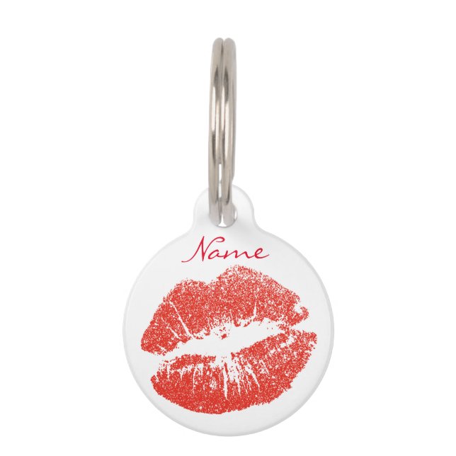 Kissing Red lips Thunder_Cove Pet Tag (Back)