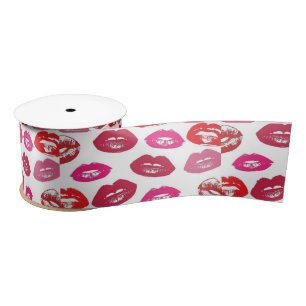 Kissing Red lips Thunder_Cove Satin Ribbon