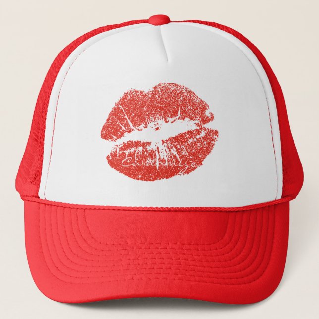 Kissing Red lips Thunder_Cove Trucker Hat (Front)