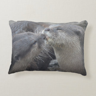 Kissing River Otters Decorative Cushion