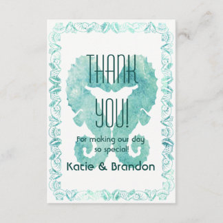 Kissing Seahorses Wedding Thank You in Turquoise Card