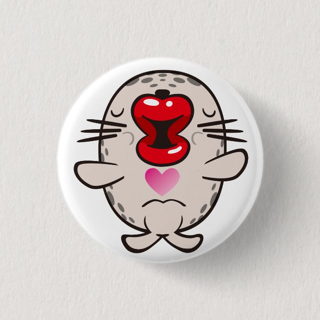 kissing seal 3 cm round badge (Front)
