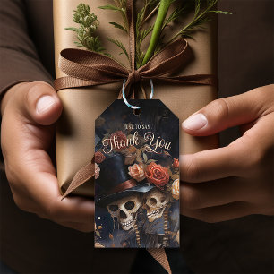 Kissing Skeletons Elegant Vintage Gothic Wedding Gift Tags