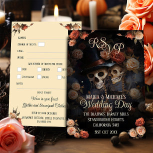 Kissing Skeletons RSVP Gothic Wedding Enclosure Card