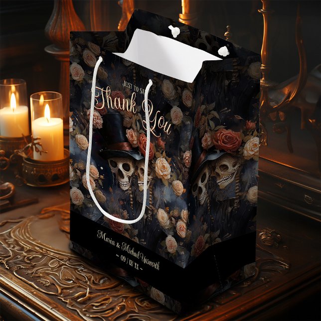 Kissing Skulls Dark Romance Gothic Wedding Medium Gift Bag (Creator Uploaded)