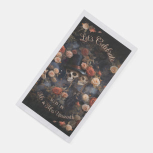 Kissing Skulls Gothic Wedding Guest Towel Napkin