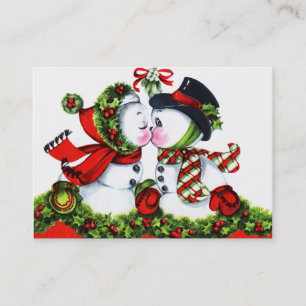 Kissing Snowman Couple Business Card