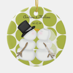 Kissing Snowmen Married Our First Christmas Ceramic Tree Decoration
