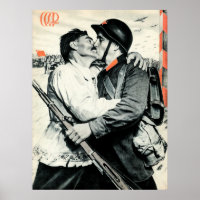 Kissing Soviet Soldier | Vintage USSR Propaganda P