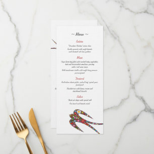 Kissing Swallows & Colourful Spring Flowers Weddin Menu